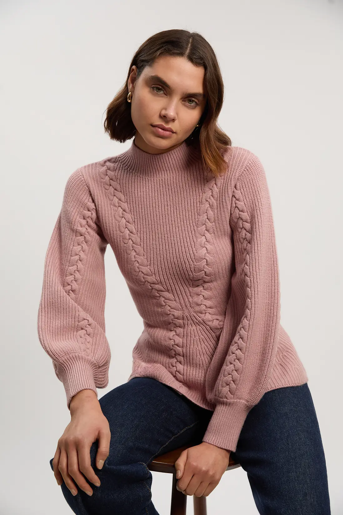 Dusty Pink Cable Knit